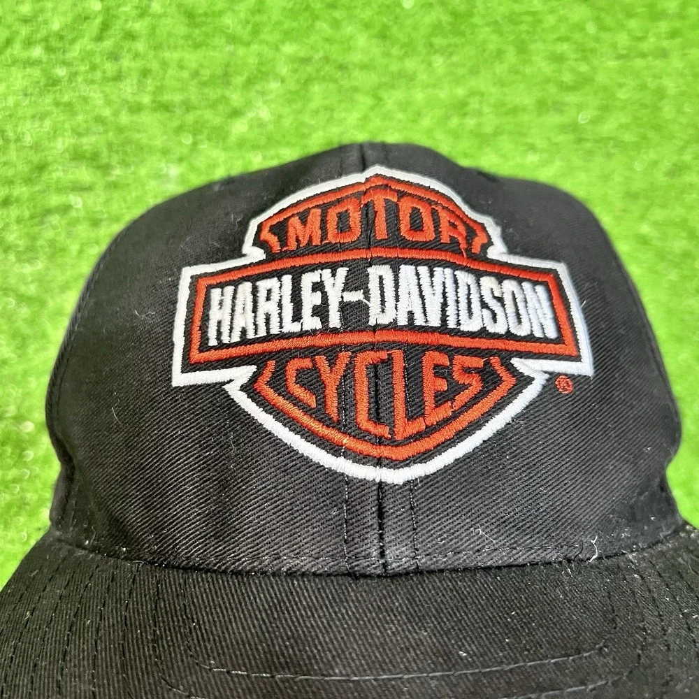Vintage Harley Davidson Youth Hat HD Logo SnapBack Born To Ride U.S. Flag 90s Y2